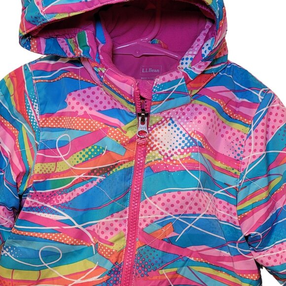 LL Bean Pink Vintage-Style Sweater-Print Puffer Jacket, Youth Size 2T Thinsulate - Picture 7 of 10